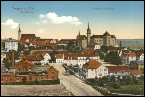Ansichtskarte Torgau Fabrik, Stadtpartie 1915