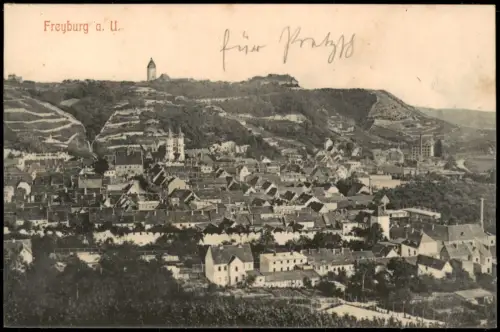 Ansichtskarte Freyburg (Unstrut) Stadtansicht mit Schloss Neuenburg 1920