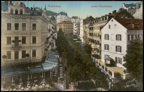Postcard Karlsbad Karlovy Vary Untere Parkstrasse 1908