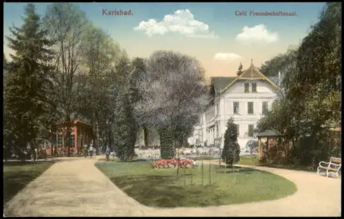 Postcard Karlsbad Karlovy Vary Café Freundschaftssaal 1912