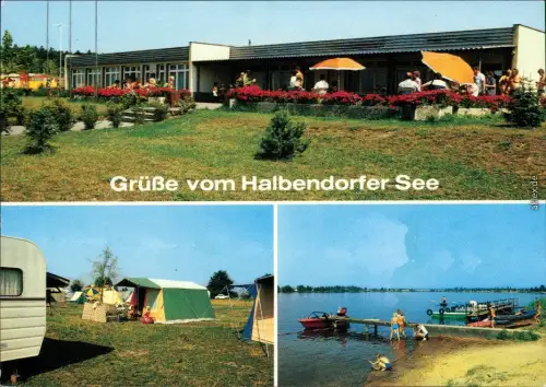 Halbendorf-Groß Düben Gaststätte, Bootsanlegestelle, Campingplatz am See 1988