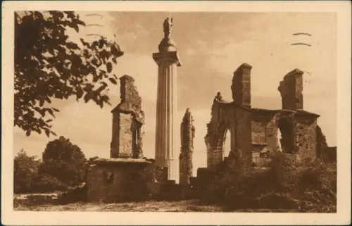 CPA Montfaucon Amerikanisches Denkmal mit Kirchenruine 1937