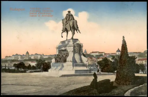 Postcard Budapest Andrássy-Denkmal 1910