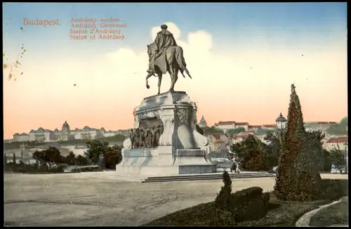 Postcard Budapest Andrássy-Denkmal 1910