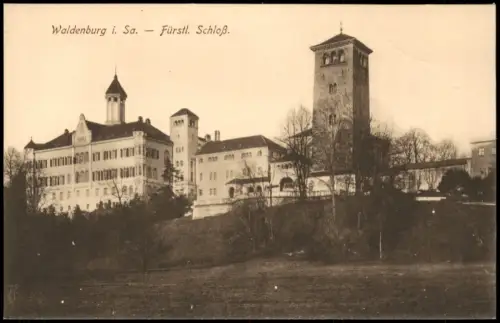 Ansichtskarte Waldenburg (Sachsen) Frontansicht Schloß 1912