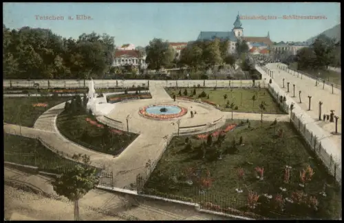 Tetschen-Bodenbach Decín Elisabethplatz und Schützenstraße 1910