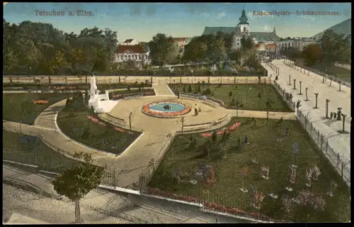 Tetschen-Bodenbach Decín Elisabethplatz und Schützenstraße 1910