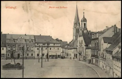 Ansichtskarte Wilsdruff Marktplatz mit Rathaus 1912
