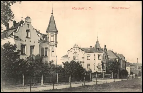Ansichtskarte Wilsdruff Bismarckstraße mit Villen 1912