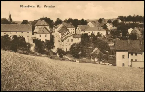 Bärenstein (Erzgebirge) Ortsansicht mit Kirche im Hintergrund 1925