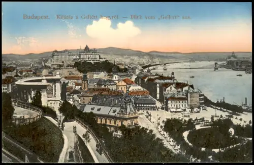 Postcard Budapest Blick vom Gellértberg 1915