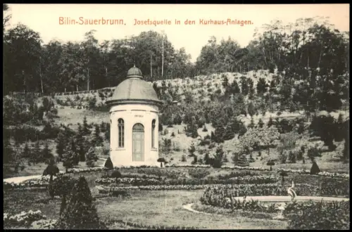 Postcard Bilin Bílina Josefsquelle in den Kurhaus-Anlagen 1912