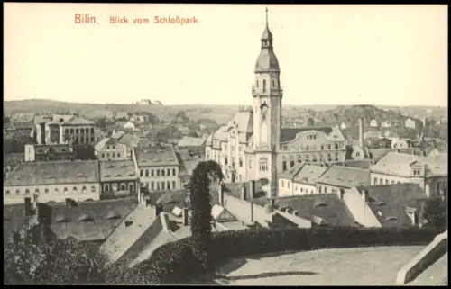 Postcard Bilin Bílina Blick vom Schlosspark 1911