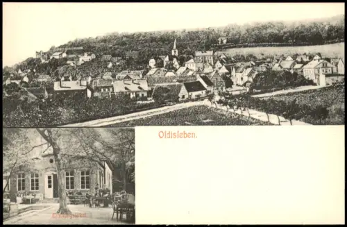 Oldisleben Mehrbildkarte mit Gesamtansicht und Erholungslokal 1910