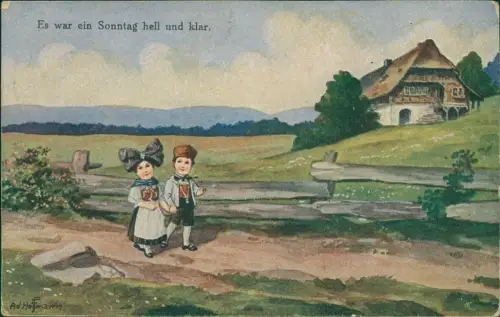 Kinder Künstlerkarte Jung auf Alt Künstlerkarte Ad, Hoffmann 1923