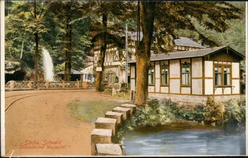 Ansichtskarte Lichtenhain-Sebnitz Lichtenhainer Wasserfall 1910
