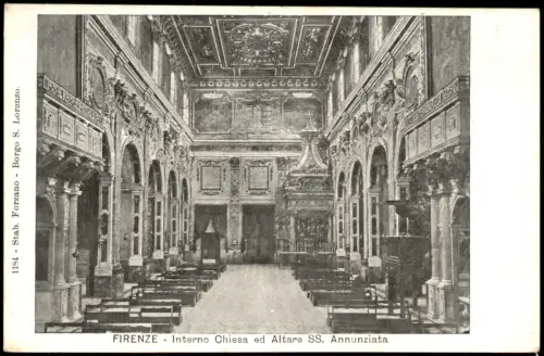 Cartolina Florenz Firenze Interno Chiesa ed Altare SS. Annunziata 1900