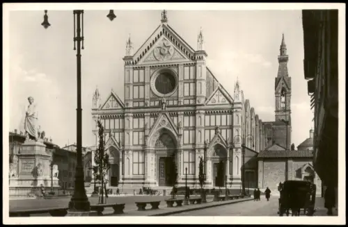 Cartolina Florenz Firenze La piazza e la chiesa di S. Croce 1930