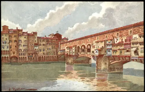 Florenz Firenze A. MARRANI Künstlerkarte FIRENZE Ponte Vecchio 1910