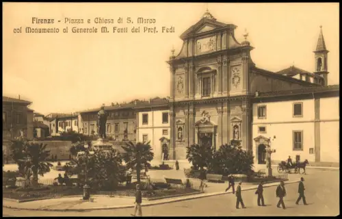 Florenz Firenze Piazza e Chiesa   Marcocol Monumento al Generale M. Fanti 1910