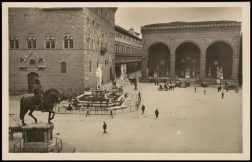 Cartolina Florenz Firenze Piazza della Signoriae Loggia dei Lanzi 1920