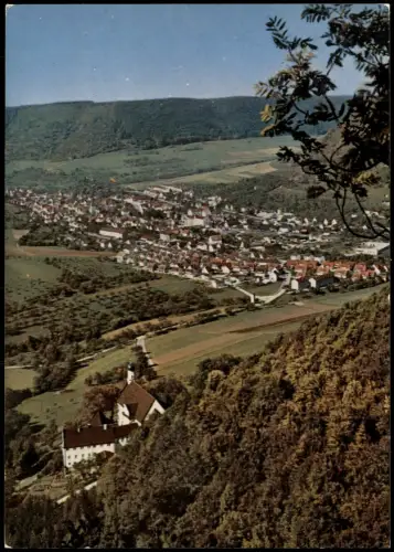 Deggingen (Fils) Panorama mit Wallfahrtskirche Kapuzinerkloster Ave Maria 1965