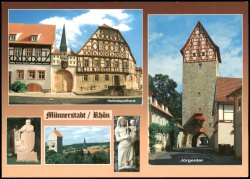 Ansichtskarte Münnerstadt Mehrbild-AK u.a. Jörgentor Heimatspielhaus 1990