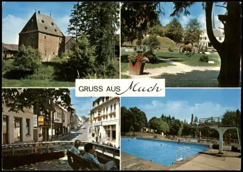 Ansichtskarte Much Mehrbildkarte Ortsansichten u.a. Freibad Schwimmbad 1980