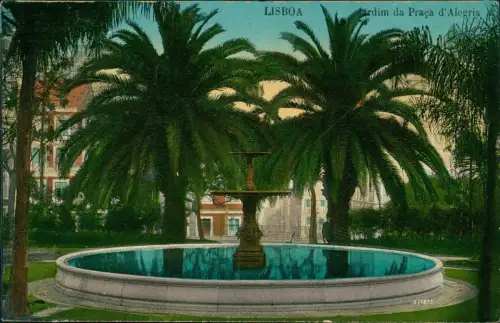 Postcard Lissabon Lisboa Jardim da Praça d'Alegria 1912