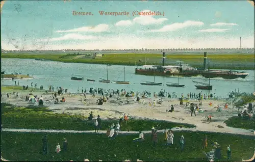 Ansichtskarte Bremen Weserpartie Osterdeich - Dampfer 1917