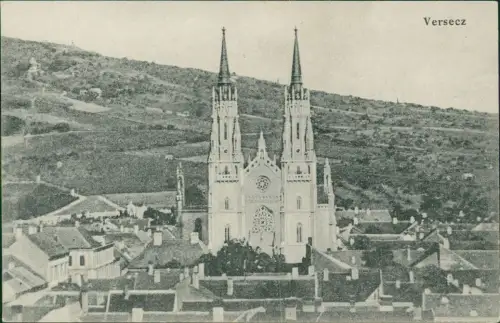 Postcard Werschetz Vršac Вршац Versec Vârşeţ Stadtpartie 1912