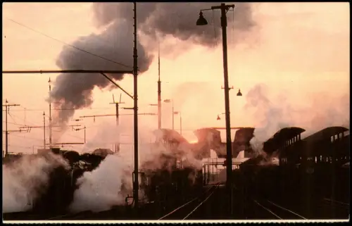 Postcard Kimberley (Südafrika) Sonnenaufgang im Lokomotivdepot 1980