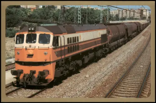 Postale Saragossa Zaragoza Güterzug mit Diesellokomotive 319-219-2 1995