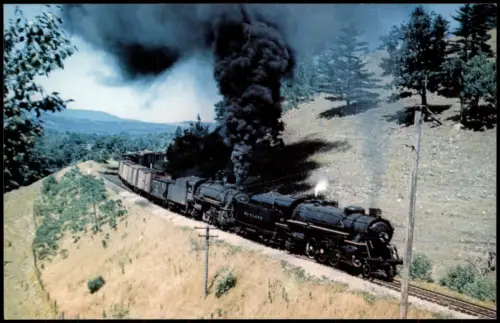 Ansichtskarte  Dampflokomotive Rutland No. 35 mit Güterzug, Vermont 1970
