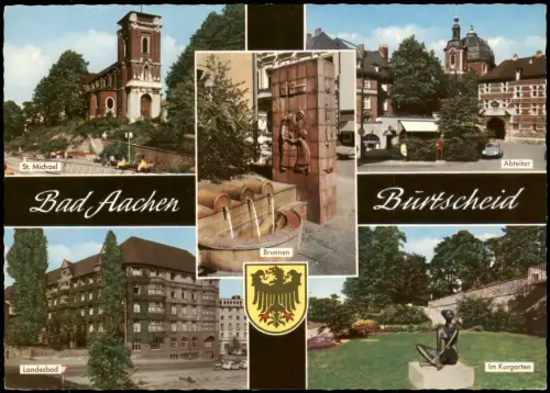 Ansichtskarte Aachen Landesbad Abteitor Burtscheid Brunnen Im Kurgarten 1978
