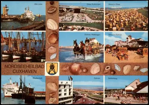 Cuxhaven Mehrbildkarte u.a. Steubenhöft, Wattwagen, Fischerei-Hafen uvm. 1975