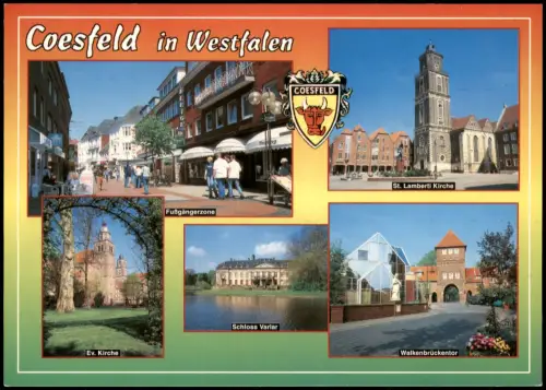 Coesfeld Mehrbildkarte u.a. Fußgängerzone, Schloss Varlar uvm. 1999