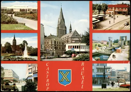 Castrop-Rauxel MB u.a. Hallenbad, City, Ikades Denkmal, Bahnhof Rauxel uvm. 1970