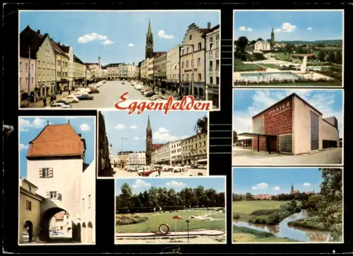 Eggenfelden Mehrbildkarte mit Schwimmbad, Theater, Minigolf-Anlage uvm. 1973