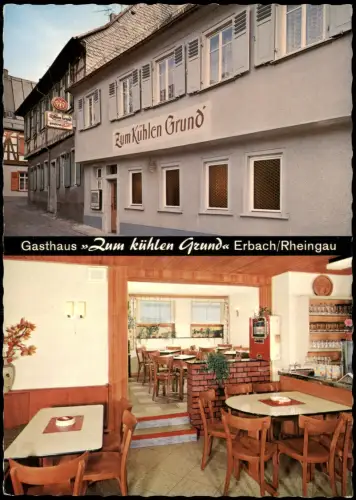 Erbach (Rheingau)-Eltville am Rhein Gasthaus Zum kühlen Grund Außen- Innen 1965