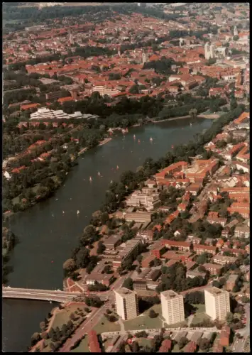 Münster (Westfalen) Luftbild Innenstadt mit Aasee v. Flugzeug aus 1970