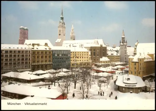 Ansichtskarte München Viktualienmarkt im Winter 1989  gel. Sonderstempel