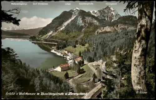 Kochel am See Dorf Walchensee Panorama Urfeld Kesselbergstraße Herzogstand 1960