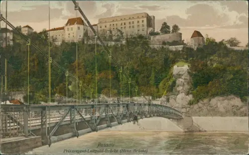 Ansichtskarte Passau Prinzregent-Luitpold-Brücke Neue Brücke 1908