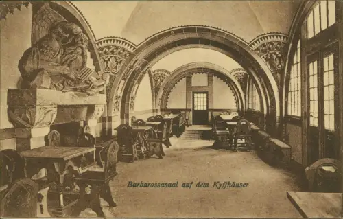 Ansichtskarte Kelbra (Kyffhäuser) Barbarossasaal auf dem Kyffhäuser 1918