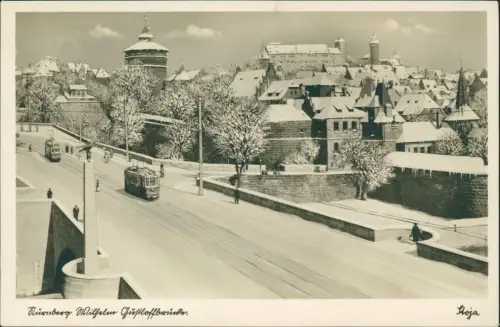 Ansichtskarte Nürnberg Wilhelm Gustloff-Brücke im Winter 1938