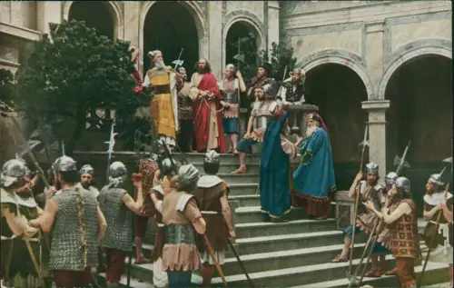 Ansichtskarte Oberammergau Passionsspiele Jesus vor Annas 1922  Mischfrankatur