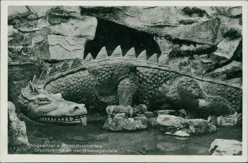 Ansichtskarte Königswinter Drachenhöhle Drache Niebelungenhalle 1950