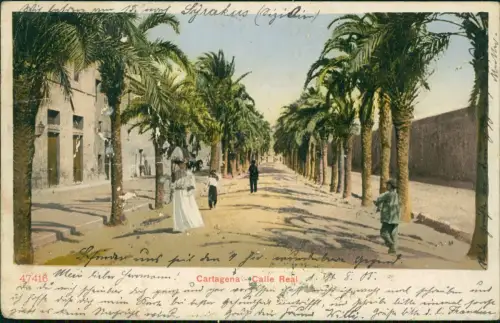 Postale Cartagena (Spanien) Calle Real 1905  gel. Spanien n. Dresden