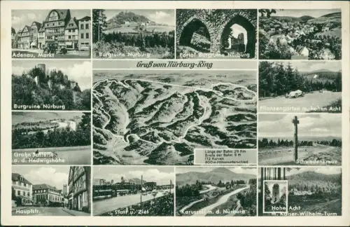 Ansichtskarte Adenau Nürburgring Mehrbildkarte Landkarte 1953